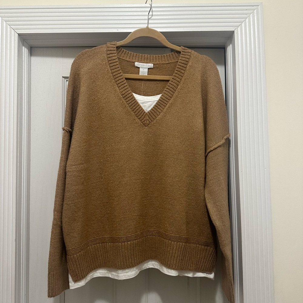 Design History Tan V-Neck Sweater